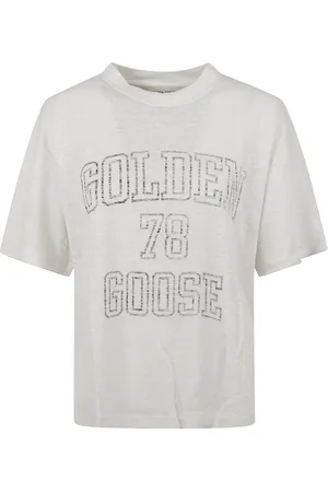 Golden Goose Tops, Dames, , M, Katoen, Journey Boxy T-shirt Light Linen Jersey