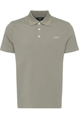 A.P.C. Tops, Heren, Groen, L, Katoen, Katoenen polo shirt
