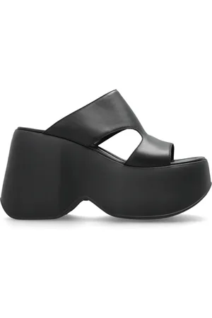 vic matiè Schoenen, Dames, Zwart, 40 EU, Leer, Wig sandalen
