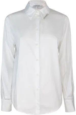 Patrizia Pepe Blouses & Shirts, Dames, Wit, M, Katoen, Witte Poplin Overhemd met Piercing Detail