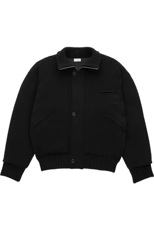 Saint Laurent Truien, Heren, Zwart, M, Wol, Zwart wollen jack met ritssluiting