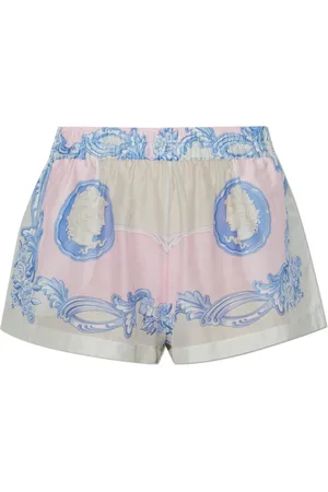 VERSACE Korte broeken, Dames, Veelkleurig, S, Katoen, Zijden shorts