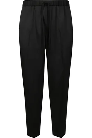Maison Margiela Broeken, Heren, Zwart, M, Leer, Tailored Drawstring Broeken