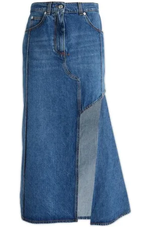 Alexander McQueen Rokken, Dames, Blauw, S, Katoen, Elegante Gonne Jurk voor Vrouwen