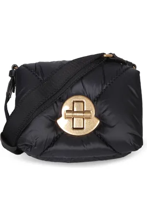 Moncler Tassen, Dames, Zwart, ONE Size, Leer, Gewatteerde crossbodytas met verstelbare riem