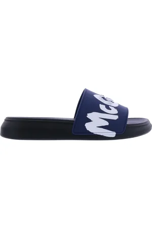 Alexander McQueen Schoenen, Heren, Blauw, 40 EU, Rubberen Band Slipper Sandalen