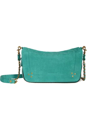 JÉRÔME DREYFUSS Tassen, Dames, Groen, ONE Size, Groene leren schoudertas met flap