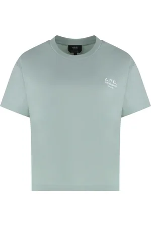 A.P.C. Tops, Dames, Groen, M, Katoen, Katoenen T-shirt met ronde hals