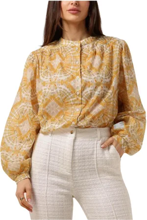 Aaiko Blouses & Shirts, Dames, Geel, M, Katoen, Tie Dye Blouse met Strikdetails