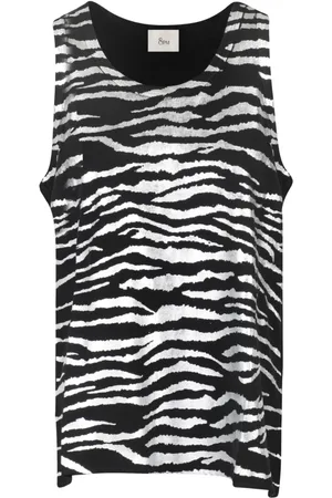 8PM Tops, Dames, Zwart, S, Katoen, Katoenen top met gelamineerde details