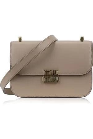Miu Miu Tassen, Dames, , ONE Size, Leer, Leren Schoudertas met Drukknoopsluiting