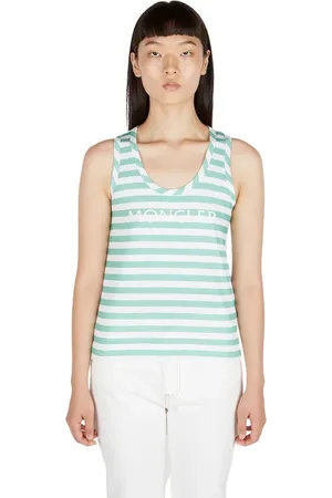 Moncler Tops, Dames, Groen, S, Katoen, Gestreept Tanktop
