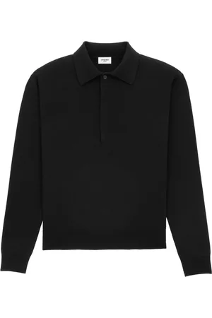 Saint Laurent Truien, Heren, Zwart, M, Wol, Wollen poloshirt