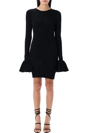 ROTATE Kleedjes, Dames, Zwart, S, Polyester, Cutout Knit Mini Jurk