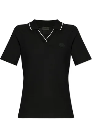 Moncler Tops, Dames, Zwart, M, Katoen, Cotton Polo