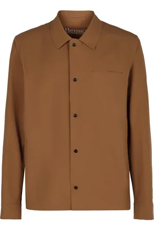 HERNO Jassen, Heren, Bruin, 2Xl, Technische Stof Overshirt met Zakken