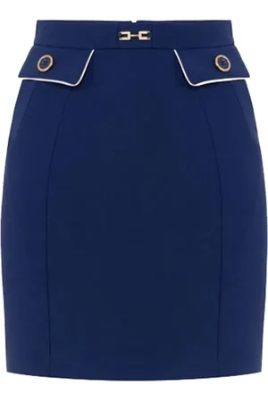 Elisabetta Franchi Rokken, Dames, Blauw, XS, Blauwe Rok met Vlinderontwerp