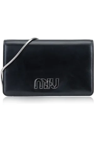 Miu Miu Tassen, Dames, Zwart, ONE Size, Leer, Crossbody Tas Girello Stijl