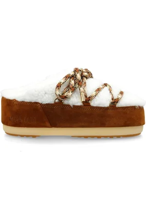 Moon Boot Schoenen, Dames, Bruin, 39 EU, Wol, Leren Muilezels met Shearling