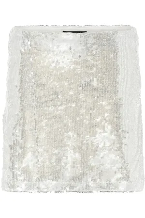 Bruuns Bazaar Rokken, Dames, Grijs, M, Glanzende Bodycon Rok Wit Zilver