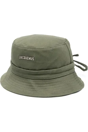 Jacquemus Accessoires, unisex, Groen, 60 CM, Katoen, Groene Bucket Hat met Zilveren Logo