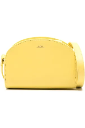 A.P.C. Tassen, Dames, Geel, ONE Size, Leer, Demi-Lune Mini Tas