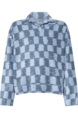 BONSAI Tops, Heren, Blauw, M, Blauw Geruit Poloshirt Casual Stijl
