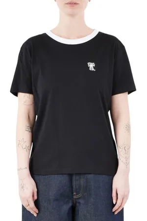 Acne Studios Tops, Dames, Zwart, S, Katoen, Stijlvol Zwart T-Shirt