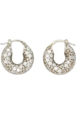 Jil Sander Accessoires, Dames, Wit, ONE Size, Ronde Oorbellen in Palladium