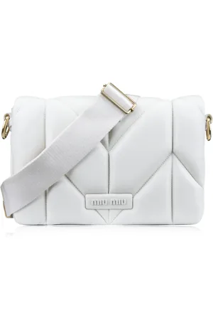 Miu Miu Tassen, Dames, Wit, ONE Size, Leer, Gewatteerde leren schoudertas