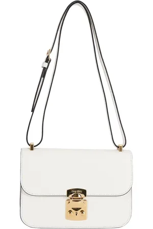 Miu Miu Tassen, Dames, Wit, ONE Size, Leer, Leren Schoudertas met Flap