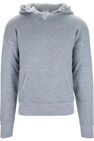 Saint Laurent Sweatshirts & Hoodies, Heren, Grijs, M, Katoen, Hooded sweatshirt met distressed print