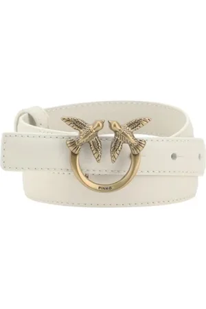 Pinko Accessoires, Dames, Wit, M, Liefdesvogels Leren Riem