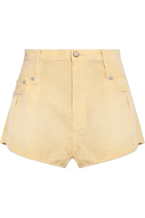 R13 Korte broeken, Dames, Geel, W29, Linnen, Shorts met hoge taille