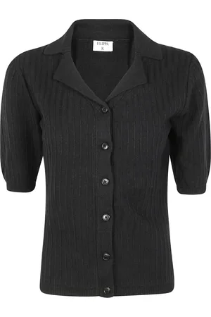 Filippa K Truien, Dames, Zwart, M, Kraag Cardigan Korte Mouw Sweater