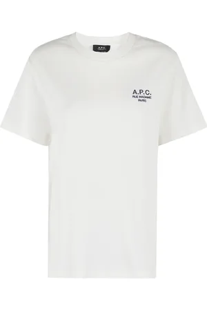 A.P.C. Tops, Dames, Wit, S, Katoen, Standaard T-shirt
