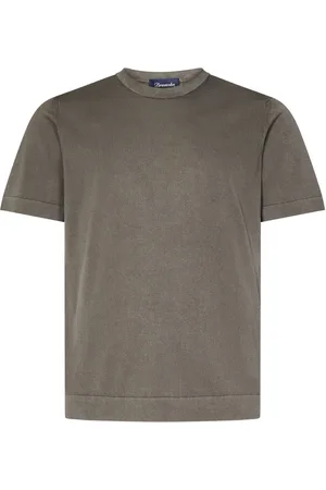 DRUMOHR Tops, Heren, Bruin, L, Katoen, Fango Crew Neck T-Shirt