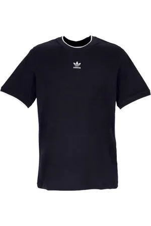 adidas Tops, Heren, Zwart, S, Katoen, T-shirt met ronde hals en logo-borduring