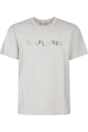 Sunflower Tops, Heren, Wit, XL, Logo Print T-shirt voor Easy Stijl