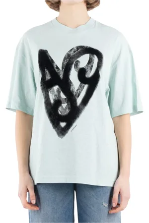 Acne Studios Tops, Dames, Groen, S, Katoen, Groen Aqua T-Shirt Cl 0344