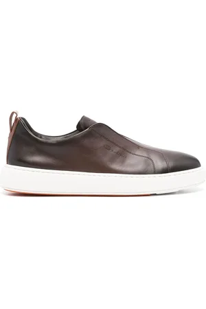 santoni Schoenen, Heren, Bruin, 45 EU, Leer, Cedar Sneakers met Trekker