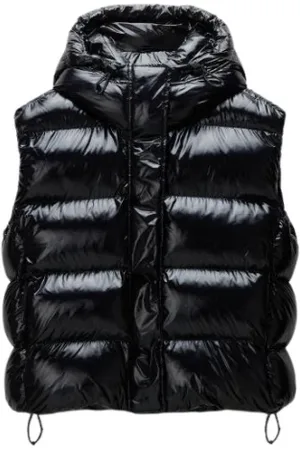 Napapijri Jassen, Dames, Zwart, L, Hooded Vest Ritssluiting Verstelbare zoom