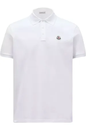 Moncler Tops, Heren, Wit, 3Xl, Katoen, Logo Patch Polo Classic