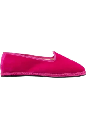 Scarosso Schoenen, Dames, Roze, 35 EU, Katoen, Valentina Cyclamen Velvet Pantoffels