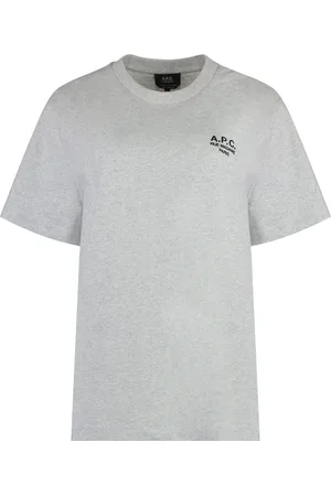 A.P.C. Tops, Dames, Grijs, L, Katoen, Cotton Logo T-shirt