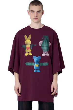 WALTER VAN BEIRENDONCK Tops, Heren, Rood, ONE Size, Katoen, Logo motief katoenen jersey T-shirt