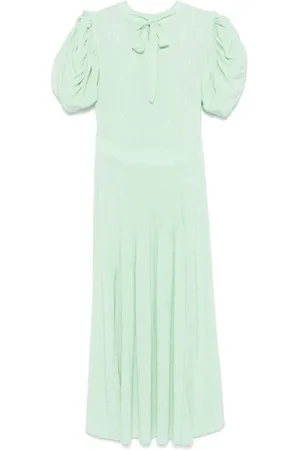 ROTATE Kleedjes, Dames, Groen, S, Groene Jurk met Pofmouwen
