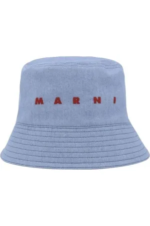 Marni Accessoires, Heren, Blauw, L, Katoen, Monogram Katoenen Bucket Hoed