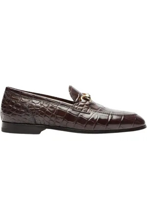 Scarosso Schoenen, Dames, Bruin, 37 1/2 EU, Leer, Croco-geprinte leren loafers