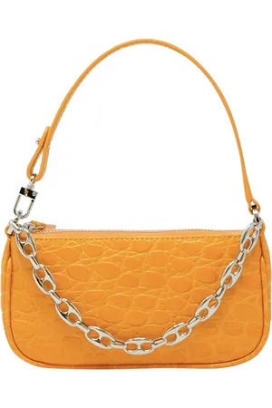 By Far Tassen, Dames, Oranje, ONE Size, Leer, Oranje Croco Leren Handtas